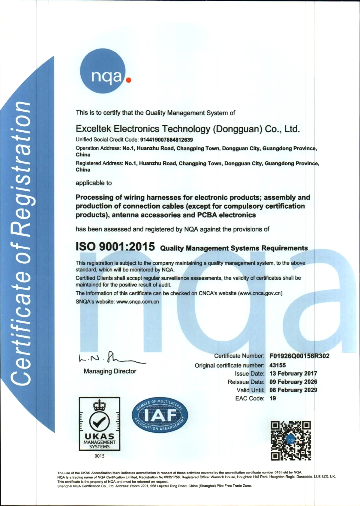 ISO 9001 certificate